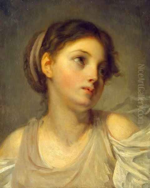 Young Girl in a Lilac Tunic Oil Painting by Jean Baptiste Greuze