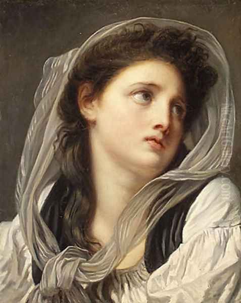 Head of a Young Woman mid 1770s Oil Painting by Jean Baptiste Greuze