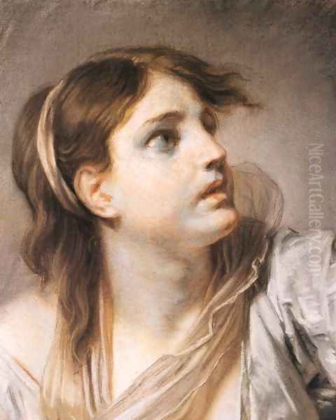 Fear, Expression Head Oil Painting by Jean Baptiste Greuze