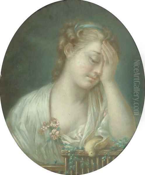 A young girl mourning Oil Painting by Jean Baptiste Greuze