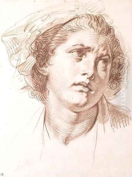 The head of a woman looking up to the right Oil Painting by Jean Baptiste Greuze