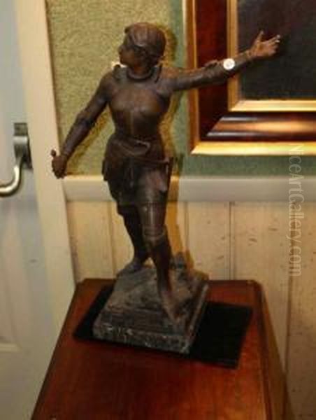 White Metal Statue Of Joan Of Arc Oil Painting by John White Abbott