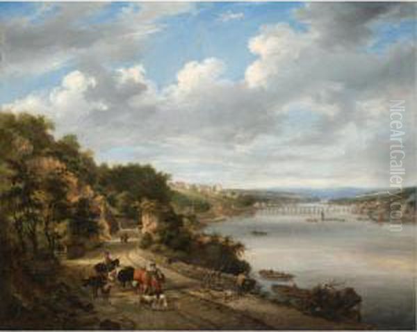 A View Of Bideford On The River Torridge, Devon Oil Painting by John White Abbott