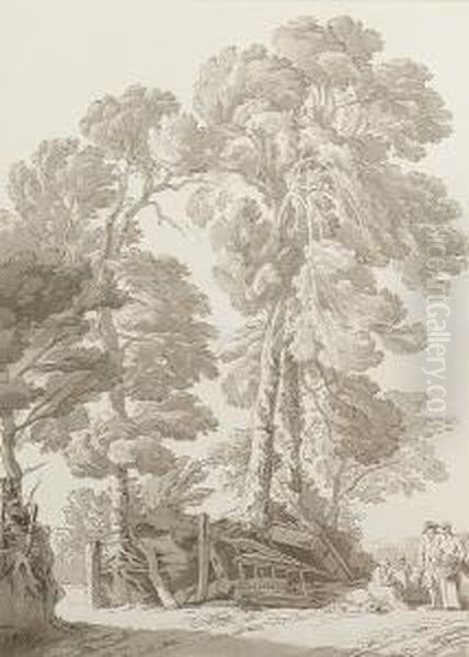 Figures Resting By A Group Of Trees Oil Painting by John White Abbott