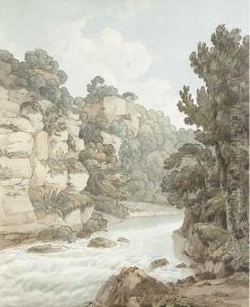 The River Near Hawthornden, Devon Oil Painting by John White Abbott