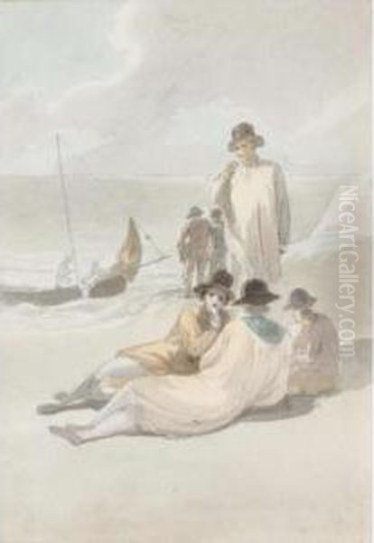 Fisherman Resting On The Beach Oil Painting by John White Abbott