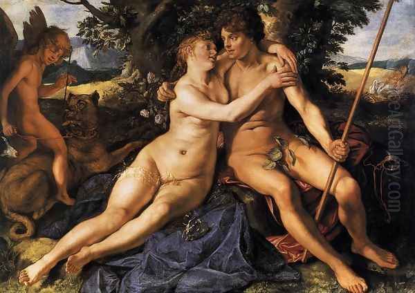 Venus and Adonis 1614 Oil Painting by Hendrick Goltzius