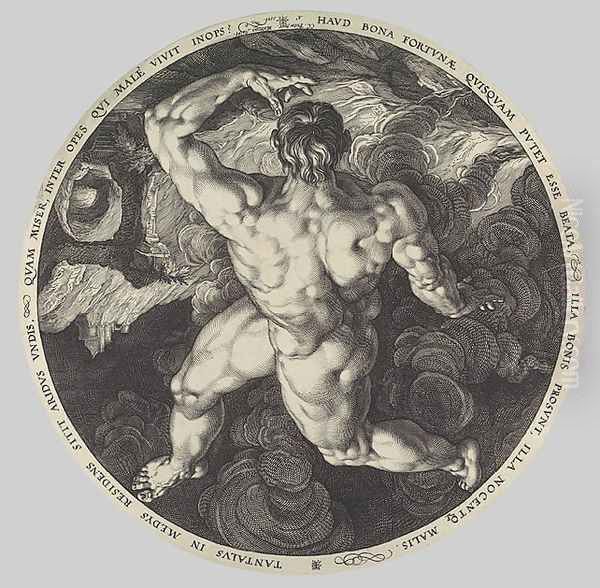 Tantalus, Icarus, Phaeton, and Ixion, From the series The Four Disgracers Oil Painting by Hendrick Goltzius