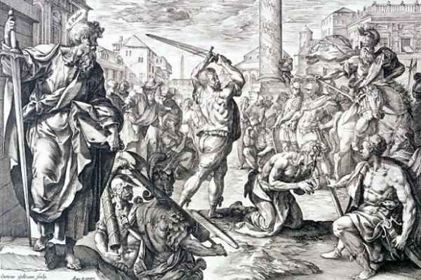 Saint Paul's martyrdom Oil Painting by Hendrick Goltzius