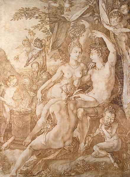 Bacchus, Venus and Ceres Oil Painting by Hendrick Goltzius