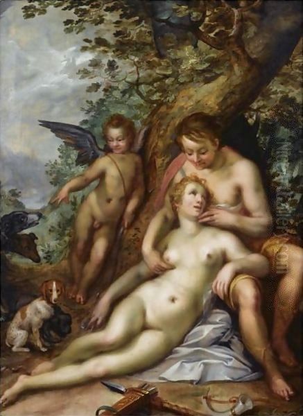 Venus and Adonis Oil Painting by Hendrick Goltzius