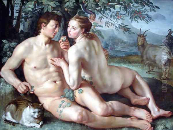 The Fall of Man Oil Painting by Hendrick Goltzius