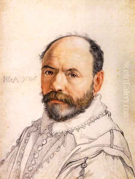 Portrait of the Sculptor Pierre Francheville 2 Oil Painting by Hendrick Goltzius