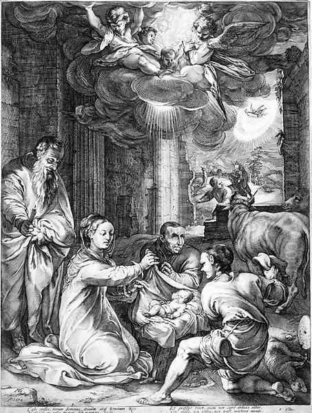 The Adoration of the Shepherds, from The Life of the Virgin Oil Painting by Hendrick Goltzius