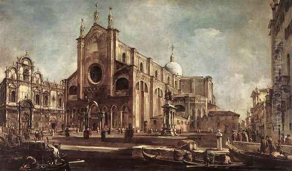 Campo and Church of SS. John and Paul (La chiesa e il campo dei Santi Giovanni e Paolo) Oil Painting by Francesco Guardi