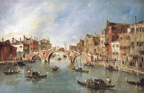 The Three-Arched Bridge at Cannaregio 1765-70 Oil Painting by Francesco Guardi