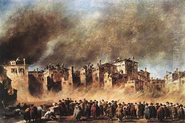 Fire in the Oil Depot at San Marcuola 1789 Oil Painting by Francesco Guardi