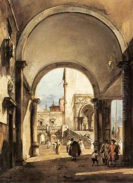 An Architectural Caprice 1777 Oil Painting by Francesco Guardi