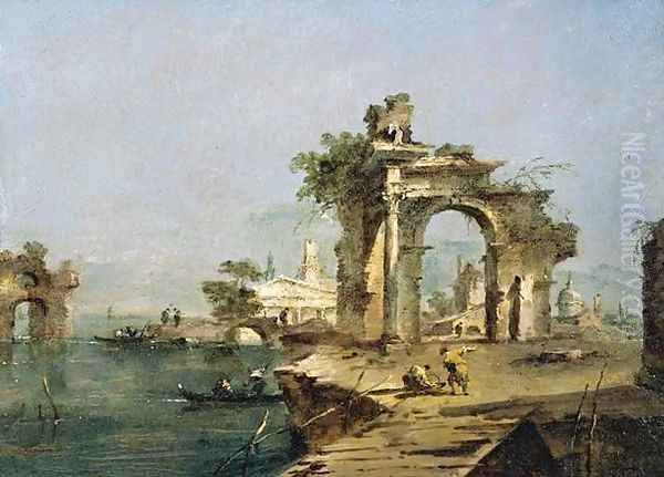 Venetian Capriccio 1775-80 Oil Painting by Francesco Guardi