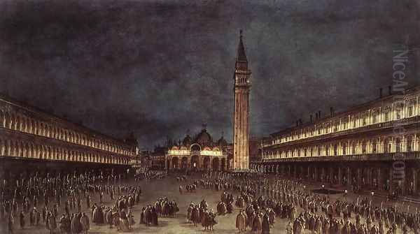 Nighttime Procession in Piazza San Marco 1758 Oil Painting by Francesco Guardi