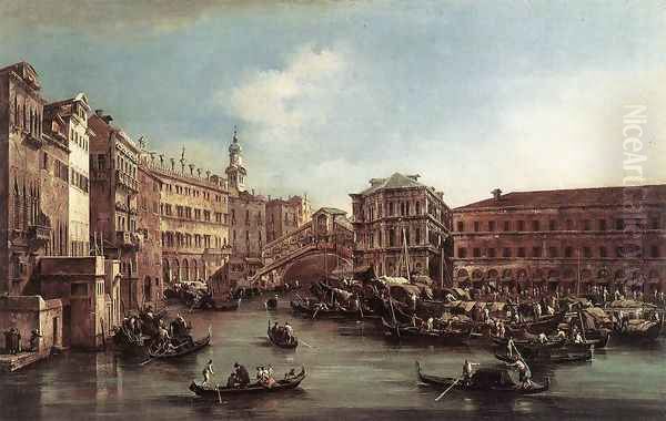 The Rialto Bridge with the Palazzo dei Camerlenghi c. 1763 Oil Painting by Francesco Guardi