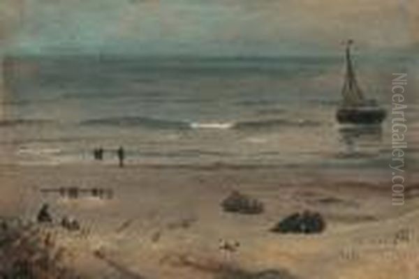 Fischer Am Nordseestrand Oil Painting by Andreas Achenbach