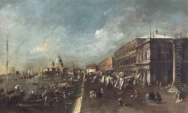 View of the Molo towards the Santa Maria della Salute 1775-80 Oil Painting by Francesco Guardi