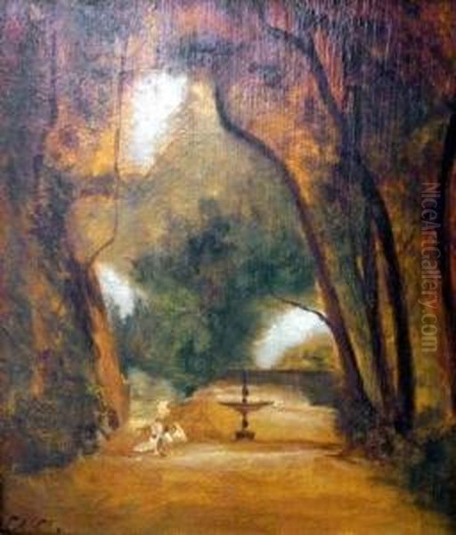 Parklandschaft (studie) Oil Painting by Andreas Achenbach