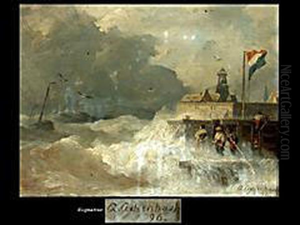 Sturm An Der Kuste Oil Painting by Andreas Achenbach