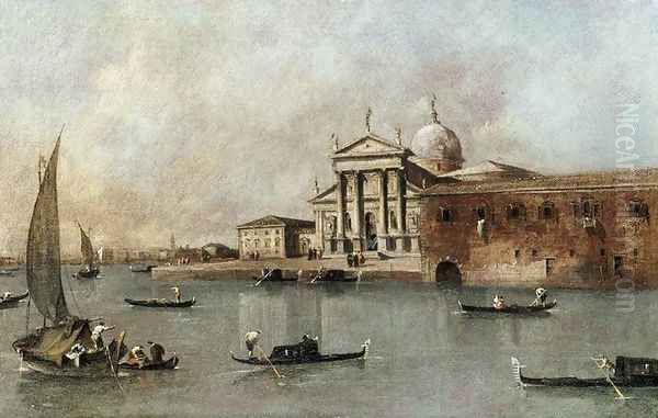 Venice- A View of the Church of San Giorgio Maggiore Seen from the Giudecca Oil Painting by Francesco Guardi