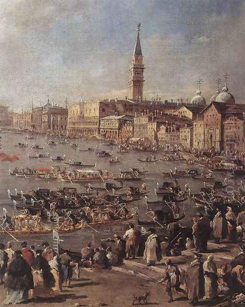 The Doge on the Bucintoro near the Riva di Sant'Elena (detail) 1766-70 Oil Painting by Francesco Guardi