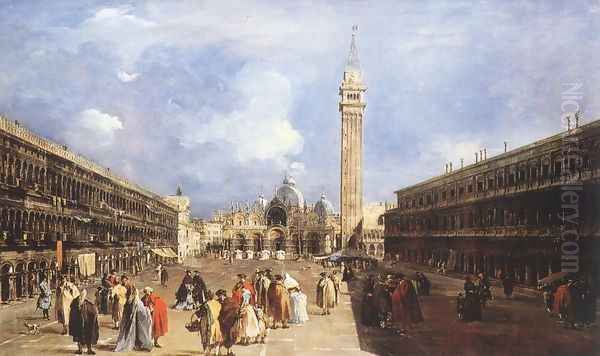 The Piazza San Marco towards the Basilica 1760-65 Oil Painting by Francesco Guardi