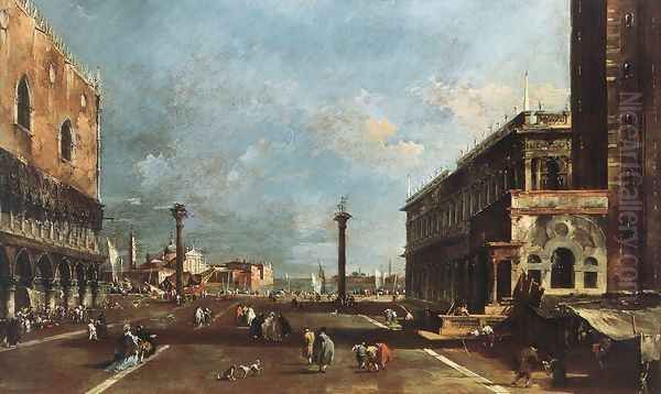 View of Piazzetta San Marco towards the San Giorgio Maggiore 1770s Oil Painting by Francesco Guardi