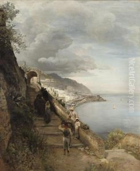 The Entrance Of A Convent At The Gulf Of Sorrento Oil Painting by Oswald Achenbach