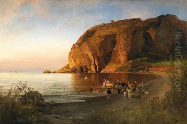 Abendstimmung An Der Italienischen Kuste Oil Painting by Oswald Achenbach