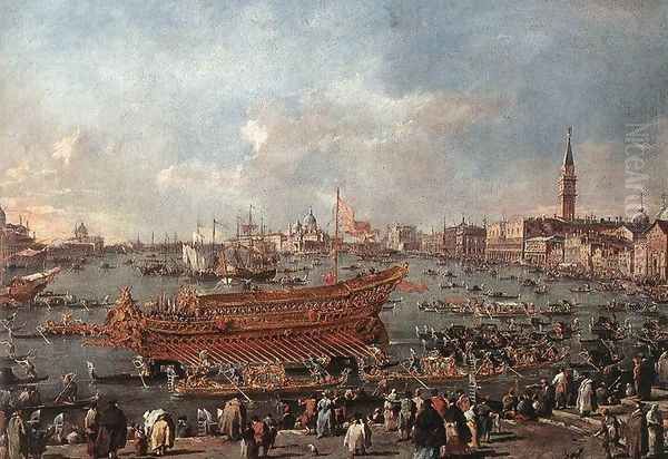 The Bucentaur Departs for the Lido on Ascension Day 1766-70 Oil Painting by Francesco Guardi