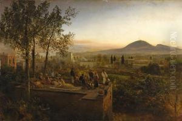 Auf Den Dachern Roms. Oil Painting by Oswald Achenbach