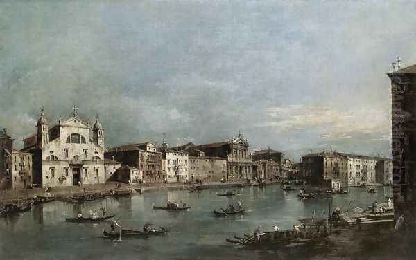 The Grand Canal with Santa Lucia and the Scalzi 1780s Oil Painting by Francesco Guardi