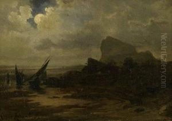 Abendstimmung An Der Kuste Oil Painting by Oswald Achenbach