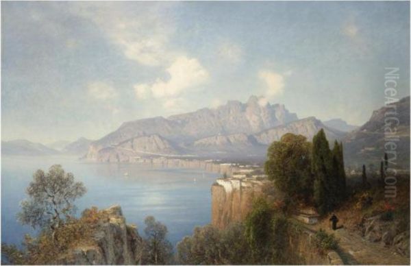 Sorrento (view Of Sorrento) Oil Painting by Oswald Achenbach