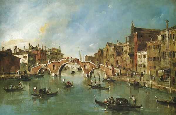 Three-arched Bridge at Cannaregio Oil Painting by Francesco Guardi