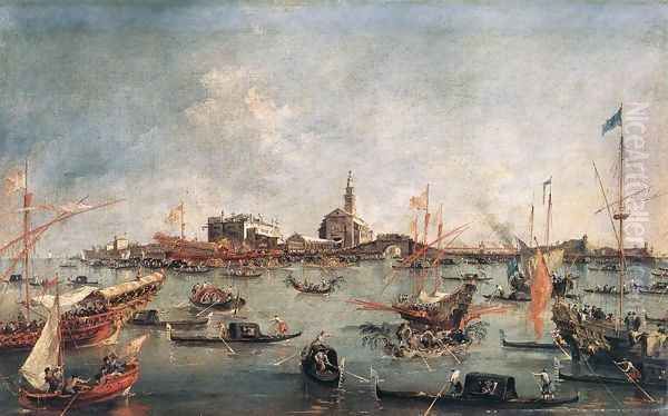 The Doge on the Bucentaur at San Niccolo del Lido 1766-70 Oil Painting by Francesco Guardi