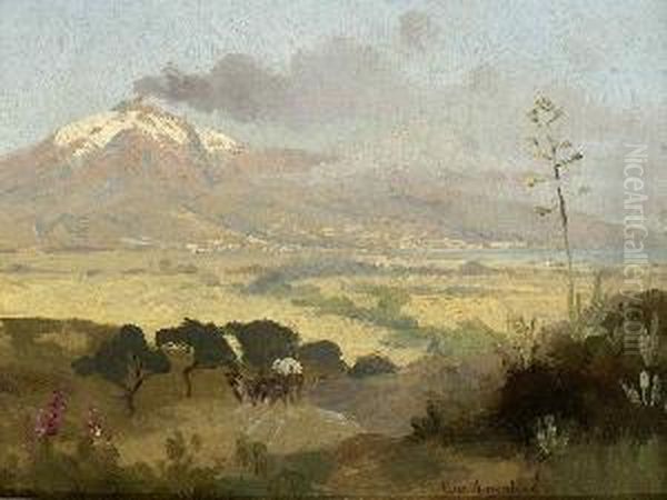 Blick Auf Den Vesuv. Oil Painting by Oswald Achenbach