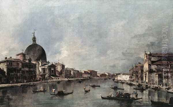 The Grand Canal with San Simeone Piccolo and Santa Lucia 1780s Oil Painting by Francesco Guardi