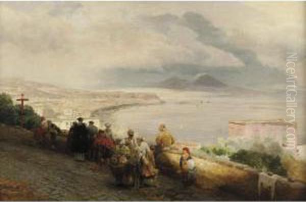 Neapolitan Idyll Oil Painting by Oswald Achenbach