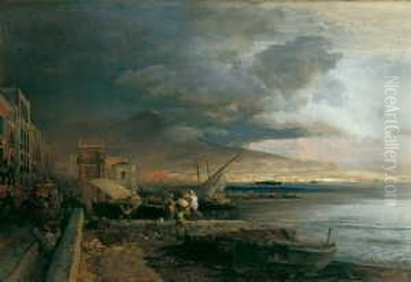 Am Strand Von Neapel. Oil Painting by Oswald Achenbach