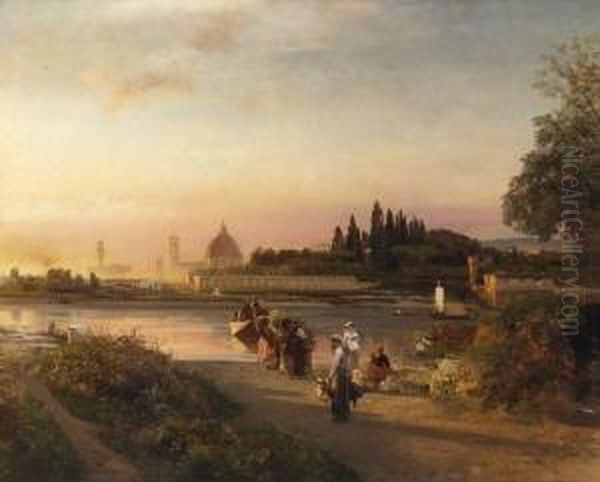 Blick Auf Florenz. Oil Painting by Oswald Achenbach