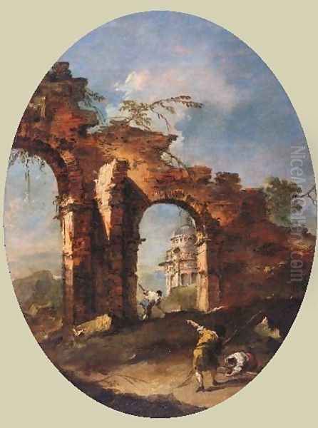 Landscape Capriccio with Figures Oil Painting by Francesco Guardi