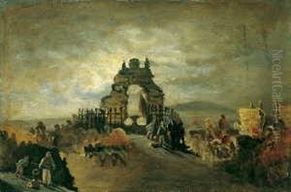 Die Fontana Di S. Lucia In Neapel Oil Painting by Oswald Achenbach