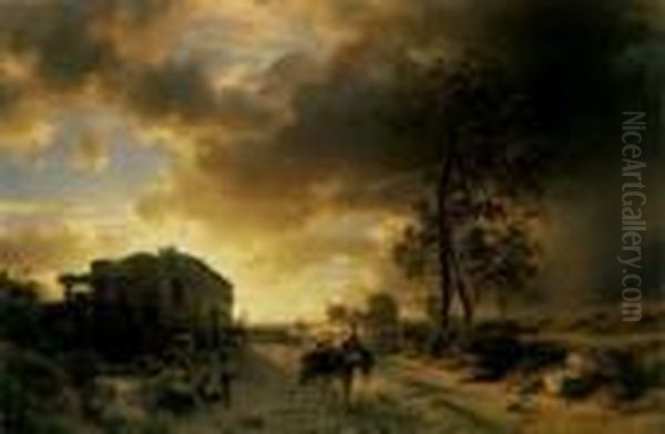 Signiert Unten Rechts: Osw. Achenbach. Oil Painting by Oswald Achenbach